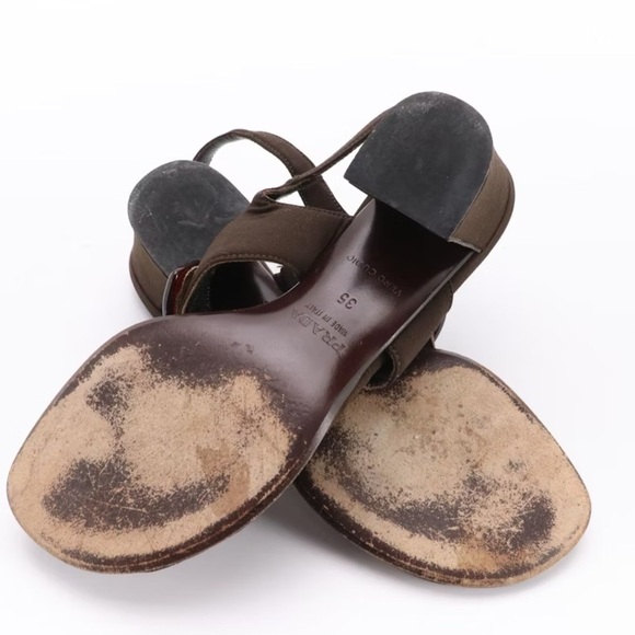 Authentic Prada Block Heel Ankle Strap Thong Sandals Brown (Size 35) VINTAGE - Picture 5 of 5